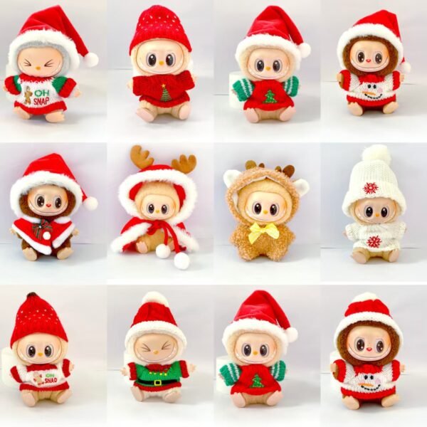 Labubu Christmas Clothes,Labubu Christmas outfits,Clothes for Labubu Christmas Outfit,17cm Doll Christmas Clothes, Clothes for Dolls Outfit, Accessories for 17cm Dolls Clothes